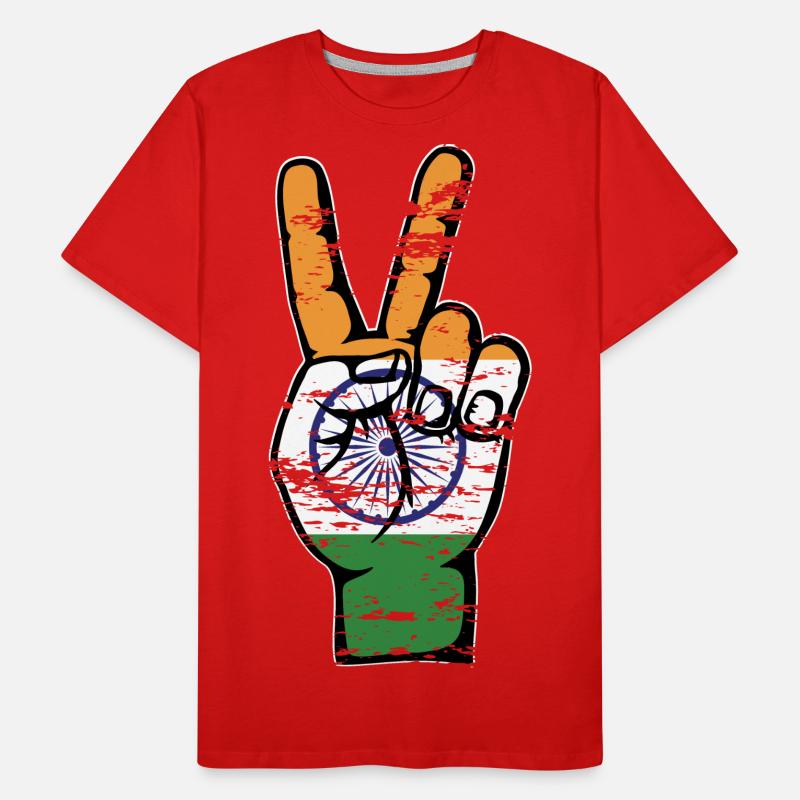 Symbole de victoire de la paix du drapeau de l’Inde utilisé T-shirt bio Premium Homme