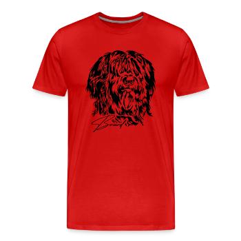 BRIARD Hund Hunde Hundeportrait Rassehund Wilsigns - Männer Premium Bio T-Shirt - Rot - Vorne - Damien (186cm)