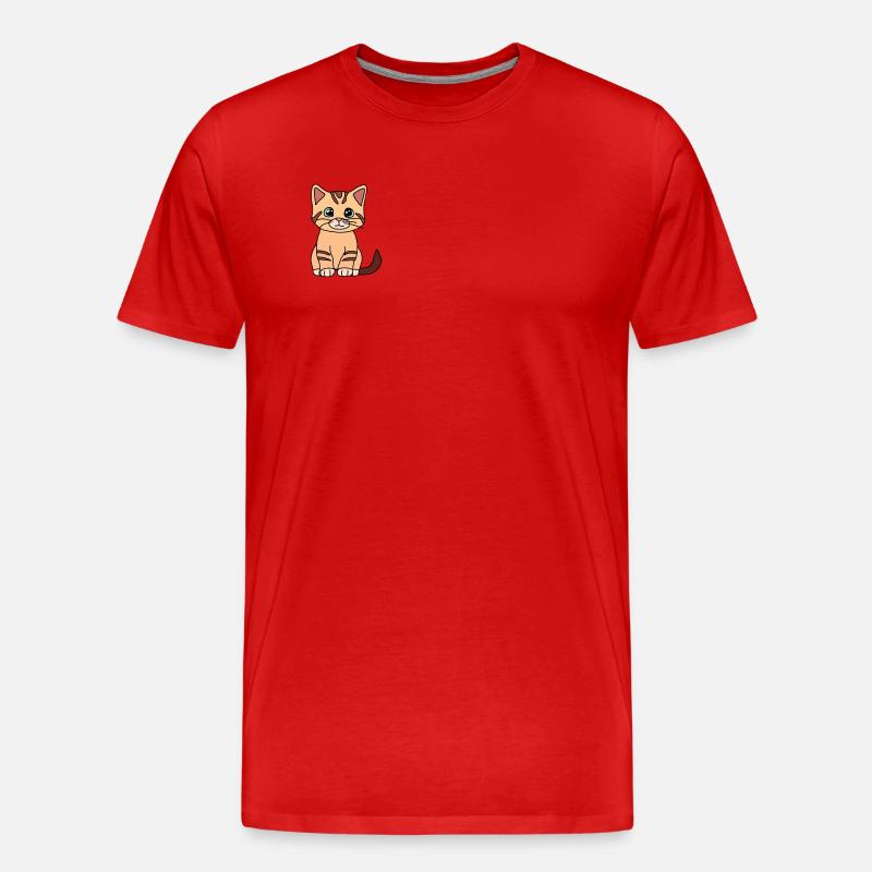 Cute Brown Cat - Männer Premium Bio T-Shirt - Rot
