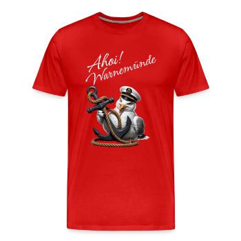 Ahoy Warnemünde ! Drôle de mouette avec ancre - T-shirt bio Premium Homme - rouge - Devant - Damien (186cm)