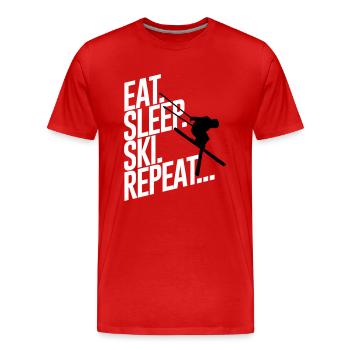 Eat sleep Ski repeat - Skiing-Urlaub-Winter-Schnee - Männer Premium Bio T-Shirt - Rot - Vorne - Damien (186cm)