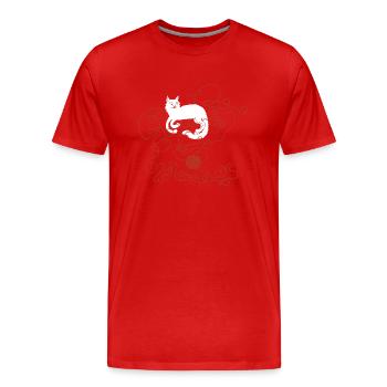 Katze mit Wollknäuel - Männer Premium Bio T-Shirt - Rot - Vorne - Damien (186cm)