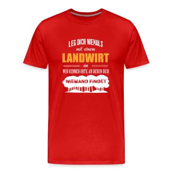 Lie jamais avec un agriculteur! - T-shirt bio Premium Homme - rouge - Devant - Damien (186cm)