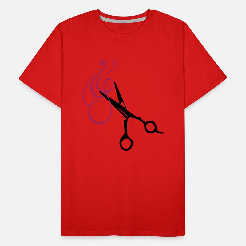 ciseaux de coiffeur et les cheveux bouclés / T-shirt bio Premium Homme