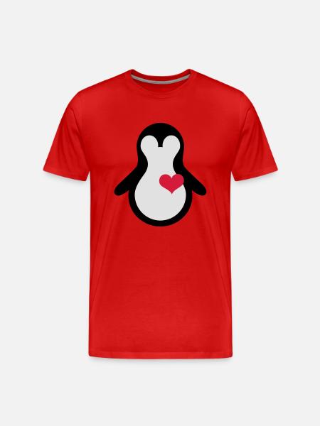 penguin with heart - Men's Premium Organic T-Shirt - red
