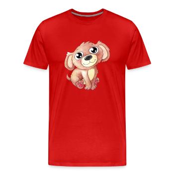 Chien de dessin animé mignon - T-shirt bio Premium Homme - rouge - Devant - Damien (186cm)
