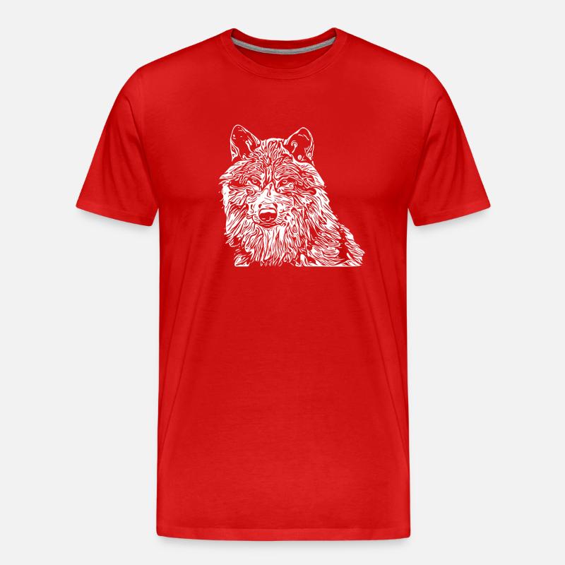 Wolf - Männer Premium Bio T-Shirt - Rot