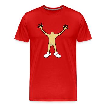 pénis masculin mains nues tenant corps o - T-shirt bio Premium Homme - rouge - Devant - Damien (186cm)