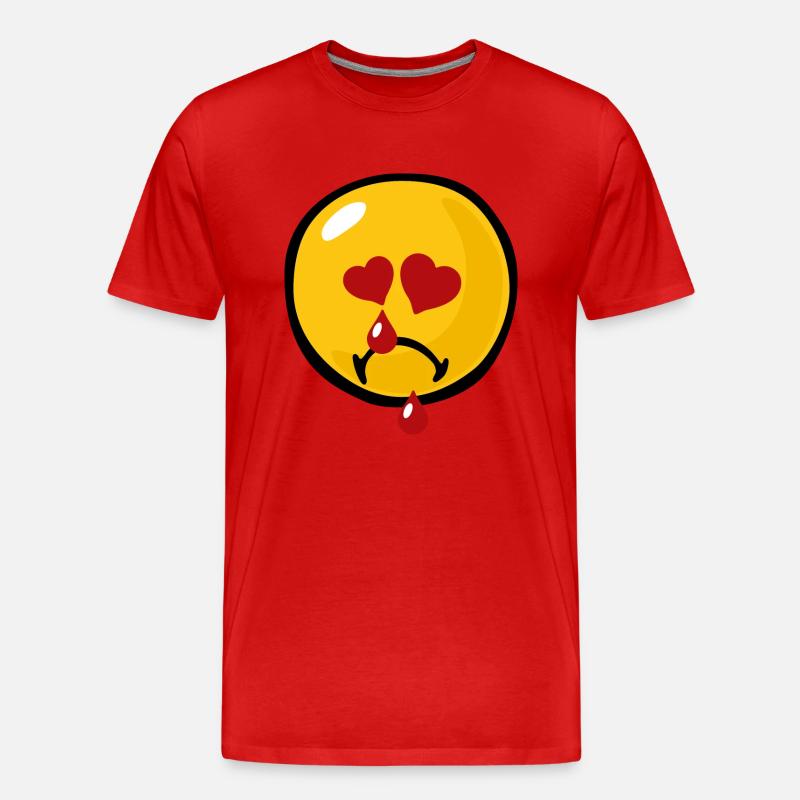 Smiley Sadness Heartbroken - Männer Premium Bio T-Shirt - Rot