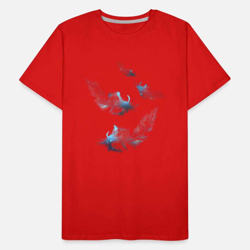 Bright blue down feathers float on the wind Men's Premium Organic T-Shirt