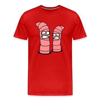 2 crazy worms - Men's Premium Organic T-Shirt - red - Front - Damien (186cm)
