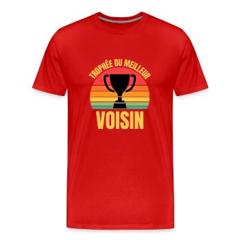 trophée du meilleur voisin - T-shirt bio Premium Homme - rouge - Devant - Damien (186cm)