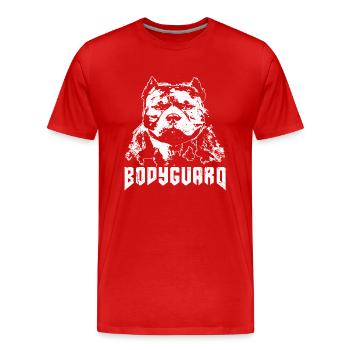 Hunde Bodyguard Weiß - Männer Premium Bio T-Shirt - Rot - Vorne - Damien (186cm)
