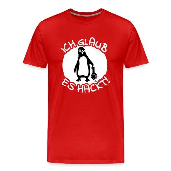 Pinguin Hacker - Männer Premium Bio T-Shirt - Rot - Vorne - Damien (186cm)