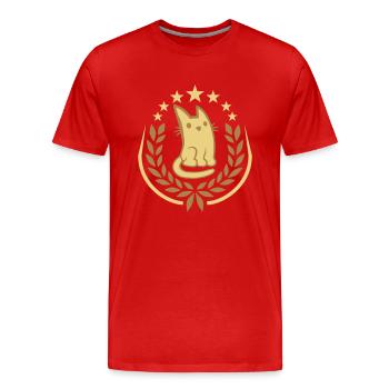 Lorbeerkranz edel Katze Logo - Männer Premium Bio T-Shirt - Rot - Vorne - Damien (186cm)