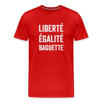 Liberté Égalité Baguette L’humour Français - Men's Premium Organic T-Shirt - red - Front - Damien (186cm)
