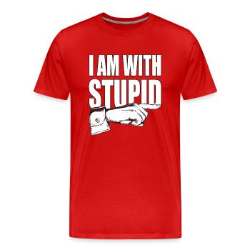 I'm with stupid - funny saying - Men's Premium Organic T-Shirt - red - Front - Damien (186cm)