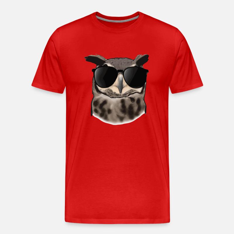 Eule mit Sonnenbrille Geschenkidee - Männer Premium Bio T-Shirt - Rot
