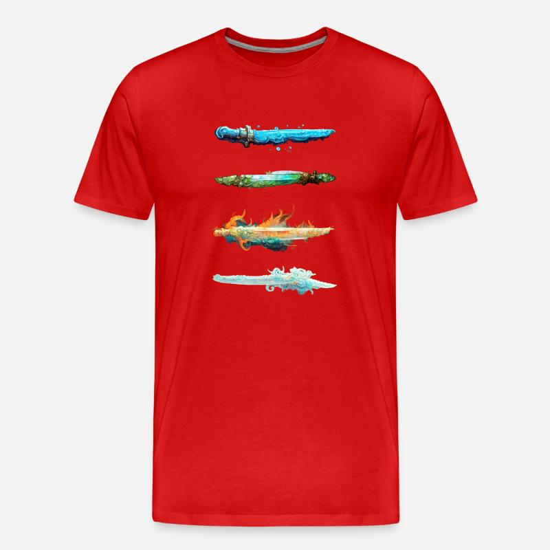 Vier Elemente Schwerter - Männer Premium Bio T-Shirt - Rot