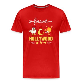 Forever Hollywood Poules et Coq - T-shirt bio Premium Homme - rouge - Devant - Damien (186cm)