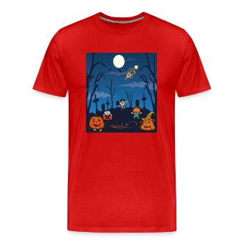 Halloween Enfants Sorcières Heure Pleine Lune - T-shirt bio Premium Homme - rouge - Devant - Damien (186cm)