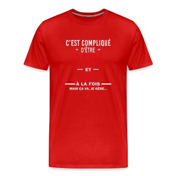 papa Et BATTEUR cadeau citation - T-shirt bio Premium Homme - rouge - Devant - Damien (186cm)