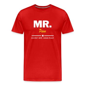 MR. souvent imité, jamais égalé Piano - T-shirt bio Premium Homme - rouge - Devant - Damien (186cm)