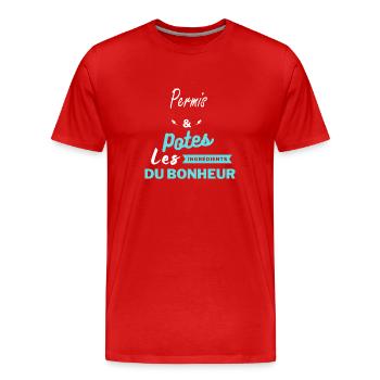 potes les ingrédients du bonheur Permis - T-shirt bio Premium Homme - rouge - Devant - Damien (186cm)