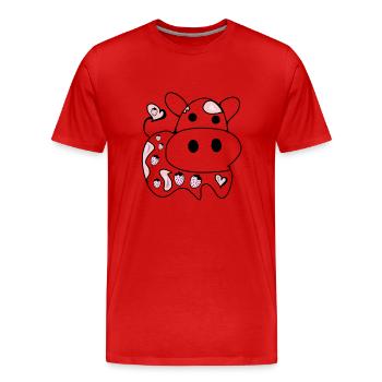 Dessin au trait - Vache - T-shirt bio Premium Homme - rouge - Devant - Damien (186cm)
