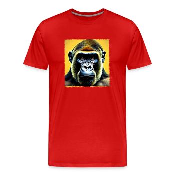 Gorille jaune de la forêt tropicale humide - T-shirt bio Premium Homme - rouge - Devant - Damien (186cm)