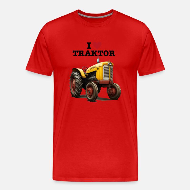 I LOVE TRAKTOR - Männer Premium Bio T-Shirt - Rot