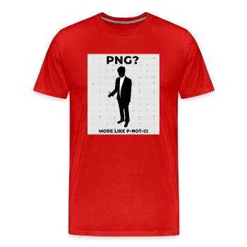 PLUS COMME P-NOT-G! Conception d’impression - T-shirt bio Premium Homme - rouge - Devant - Damien (186cm)