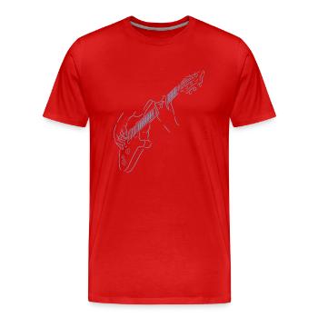 Regenbogenfarbener Gitarrist. Elektrogitarre. - Männer Premium Bio T-Shirt - Rot - Vorne - Damien (186cm)