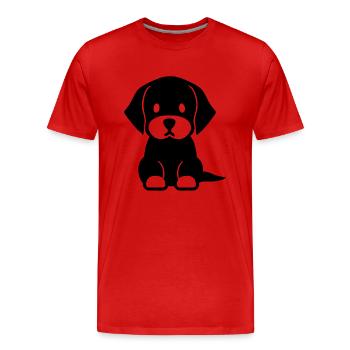 Le chiot fidèle - T-shirt bio Premium Homme - rouge - Devant - Damien (186cm)