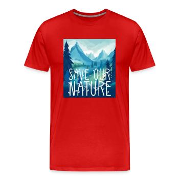 Protège notre nature - T-shirt bio Premium Homme - rouge - Devant - Damien (186cm)