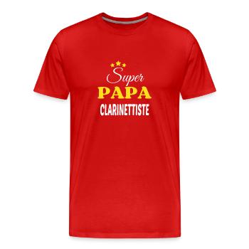 Super Papa CLARINETTISTE ANNIVERSAIRE - T-shirt bio Premium Homme - rouge - Devant - Damien (186cm)