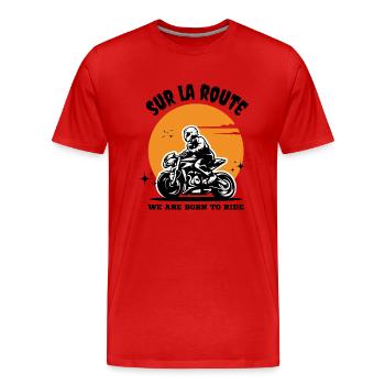 motard | motarde - T-shirt bio Premium Homme - rouge - Devant - Damien (186cm)