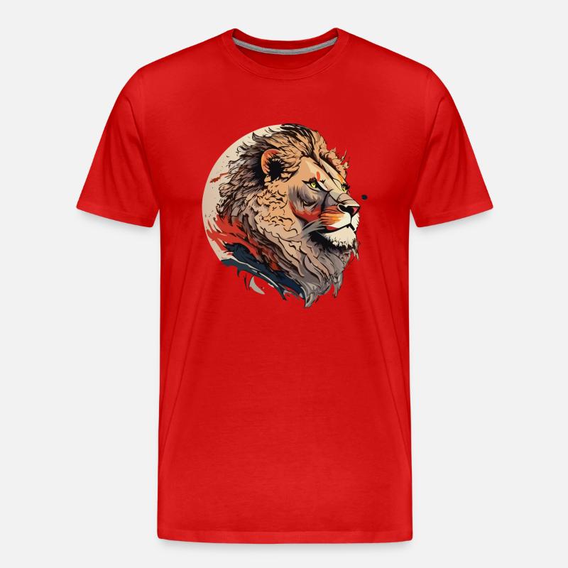 Flammender Löwe - Männer Premium Bio T-Shirt - Rot