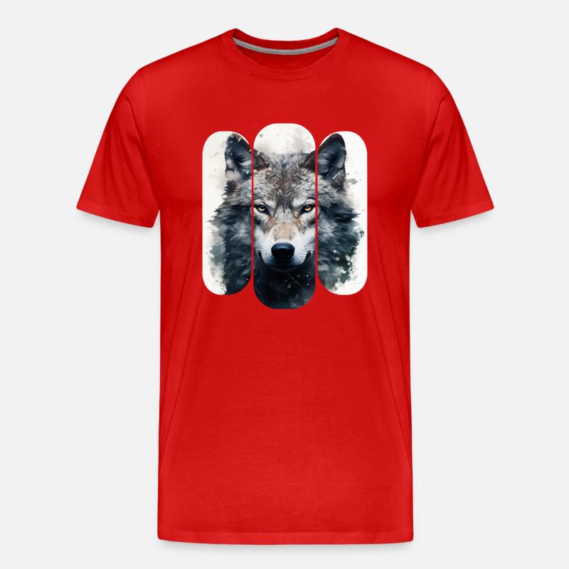 Wolf im Schnee Stammesdesign - Männer Premium Bio T-Shirt - Rot