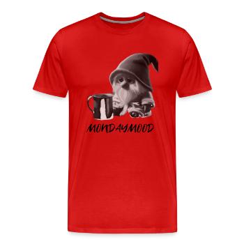 Mondaymood - Morgenmuffel schwarzweiß - Männer Premium Bio T-Shirt - Rot - Vorne - Damien (186cm)