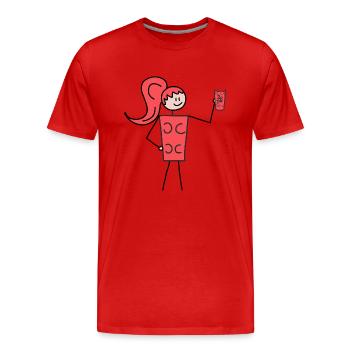 Rote Schobbtimistin - Männer Premium Bio T-Shirt - Rot - Vorne - Damien (186cm)