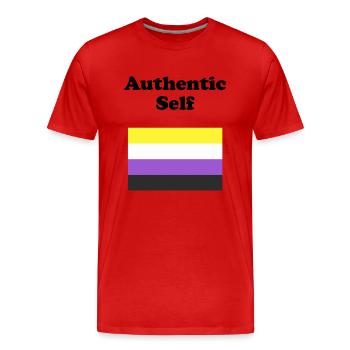 Drapeau non binaire Soi authentique - T-shirt bio Premium Homme - rouge - Devant - Damien (186cm)