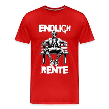 Endlich Rente Skelett auf Bank - Männer Premium Bio T-Shirt - Rot - Vorne - Damien (186cm)
