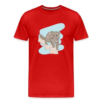 Illustrated design with wildcat - Men's Premium Organic T-Shirt - red - Front - Damien (186cm)