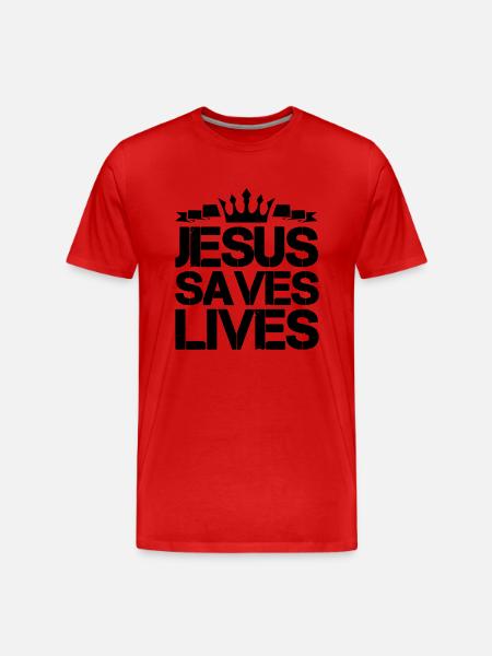 jesus saves lives - Men's Premium Organic T-Shirt - red
