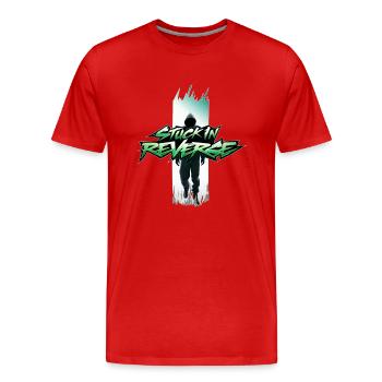 im Rückwärtsgang steckengeblieben - Männer Premium Bio T-Shirt - Rot - Vorne - Damien (186cm)