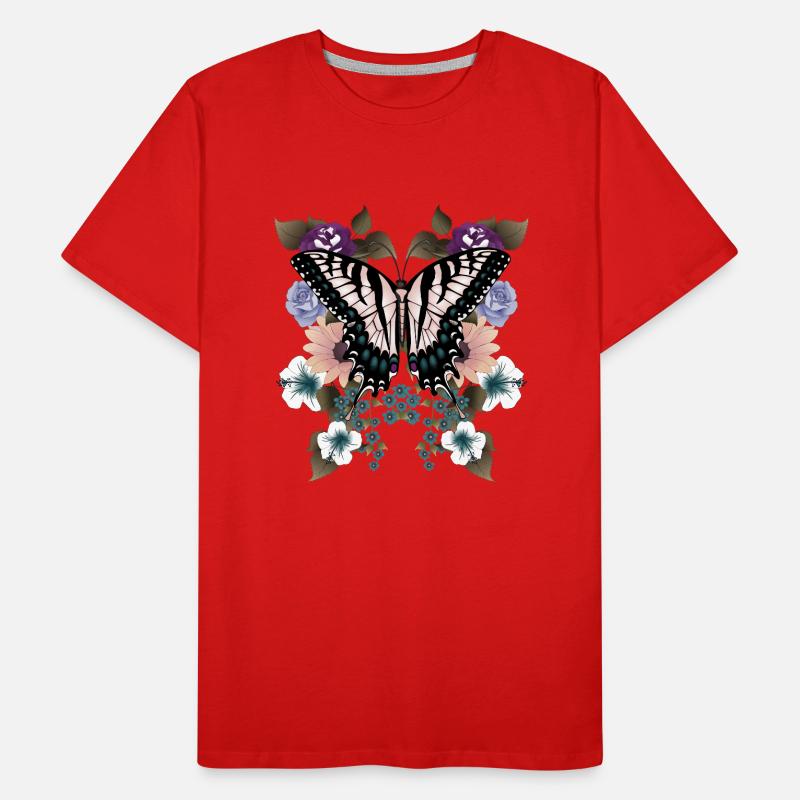 Queue d’aronde papillon avec des fleurs T-shirt bio Premium Homme