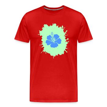 hibiskus klecks - Männer Premium Bio T-Shirt - Rot - Vorne - Damien (186cm)