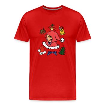 Sweet Christmas picture with Christ Child, Christmas tree - Men's Premium Organic T-Shirt - red - Front - Damien (186cm)