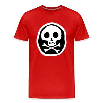 Crâne et os - T-shirt bio Premium Homme - rouge - Devant - Damien (186cm)
